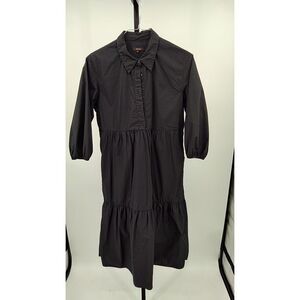 Quince Organic Cotton Poplin Tiered Maxi Dress Long Sleeved Size M NWOT